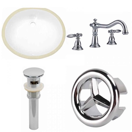 AMERICAN IMAGINATIONS 19.5" W CUPC Oval Undermount Sink Set In White, Chrome Hardware, Overflow Drain Incl. AI-26044